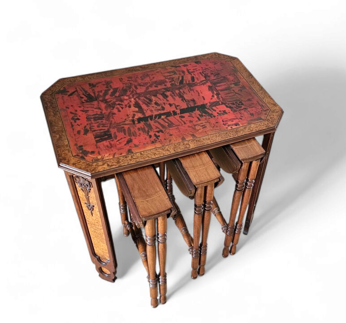 Art Deco / Nesting Table 3 X / Attributed To Maison Franck / Inlaid Tortoiseshell Top / 1920 photo Furniture
