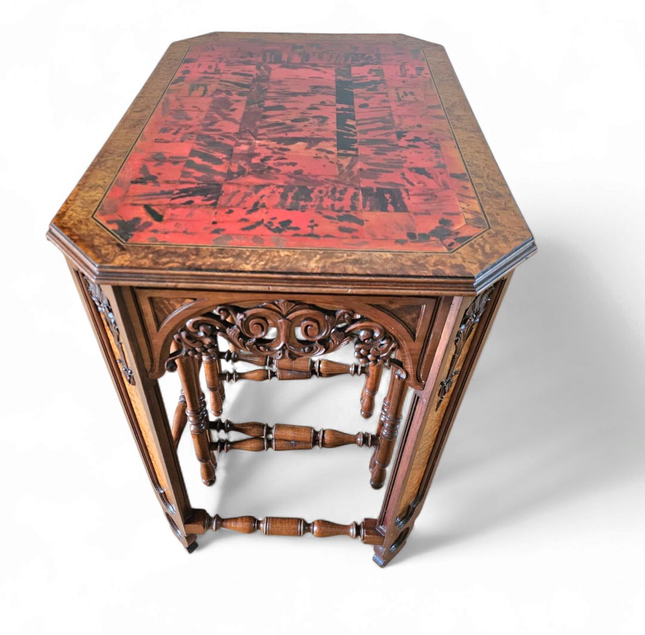 Furniture Art Deco / Nesting Table 3 X / Attributed To Maison Franck / Inlaid Tortoiseshell Top / 1920 photo