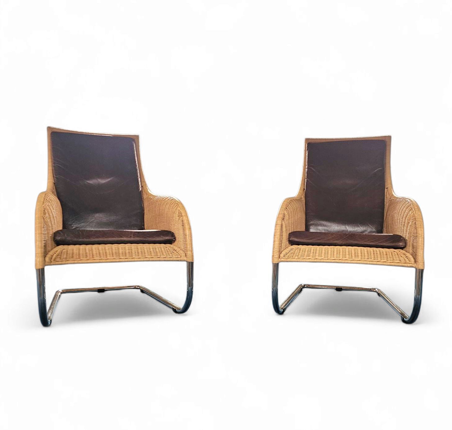 2 X Weighty Rattan Lounge Chair 1990s photo for sale