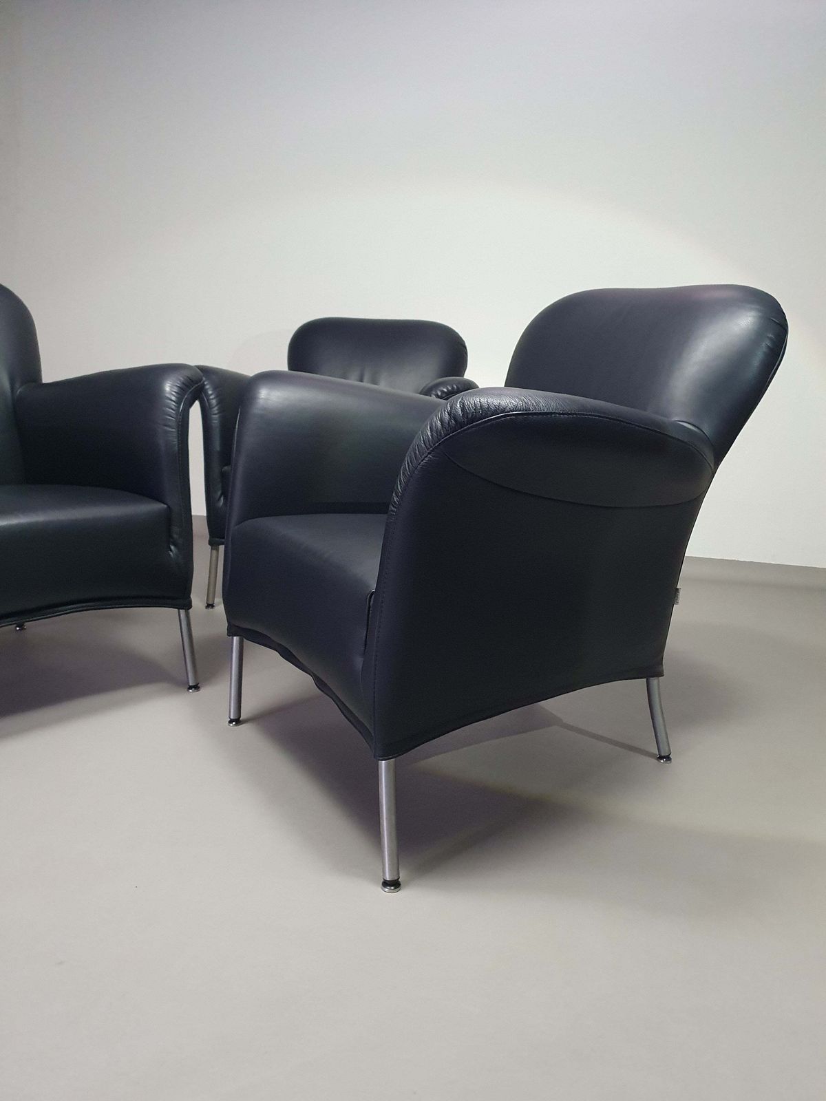 528.0 3 X Rare Fauteuil/ Model Turn /Black Leather / Bert Plantagie In Mint Condition. photo
