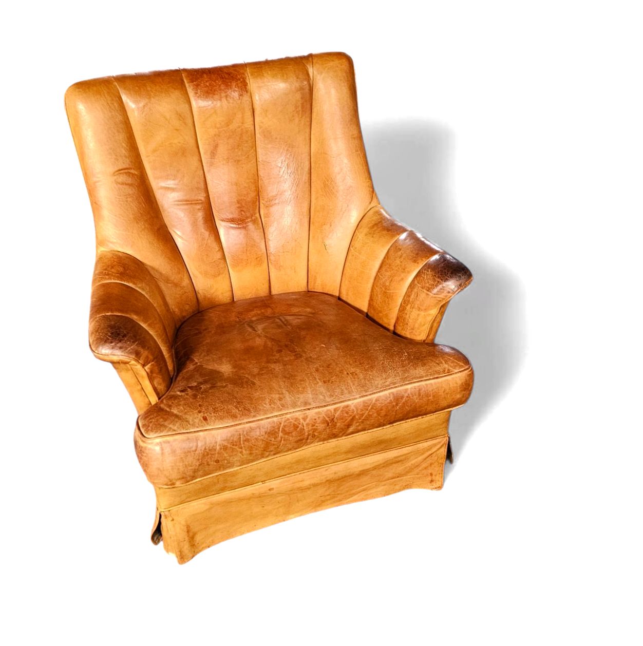 Furniture Sheep Leather Club Chair 1970s With Magazine Holder photo