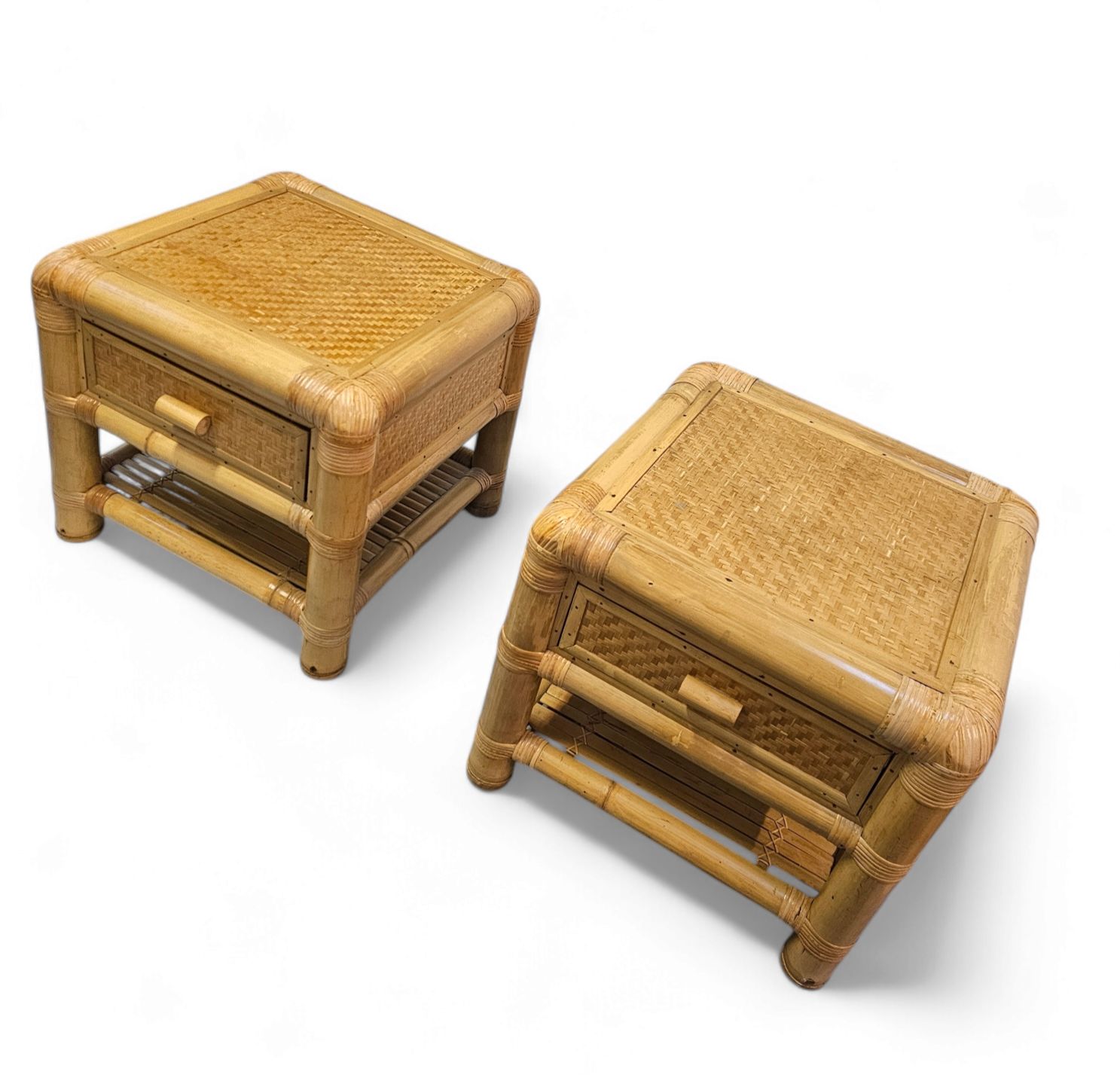 2 X Bamboo Night Stands / Side Tables / 1980s photo vinterior