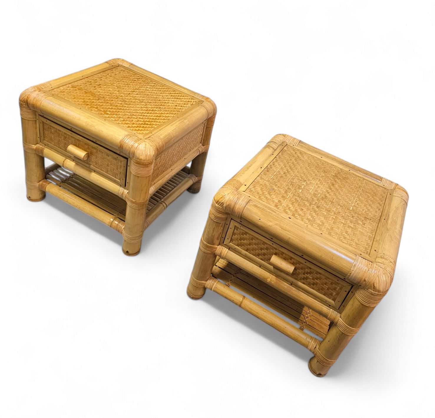 2 X Bamboo Night Stands / Side Tables / 1980s photo buy