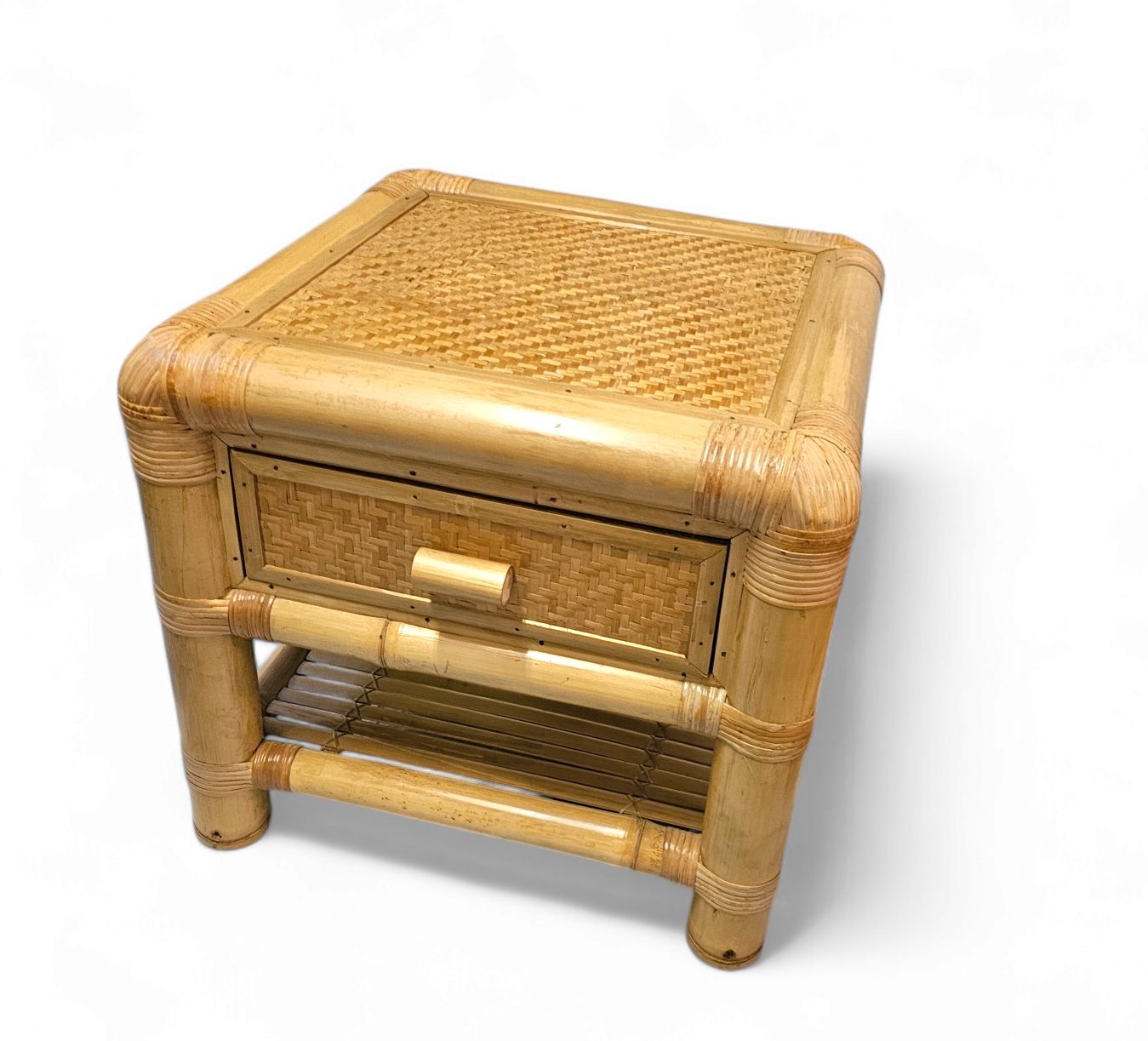photo for sale 2 X Bamboo Night Stands / Side Tables / 1980s