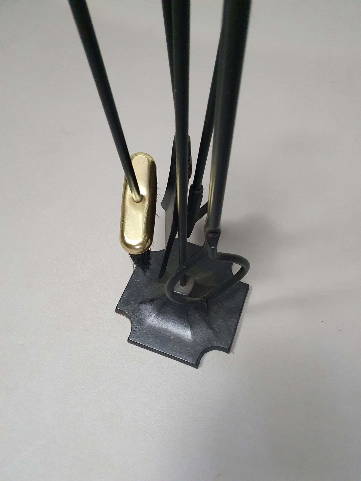 Vintage Set Of Five Brass Fireplace Tools In Golf Themed Clubs, France Circa 1950's photo furniture