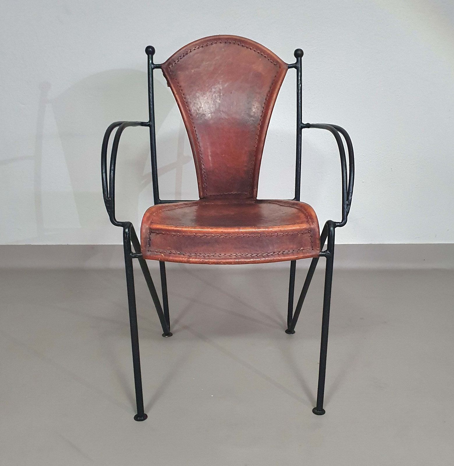 24 Chairs In Leather And Solid Wrought Iron photo Furniture