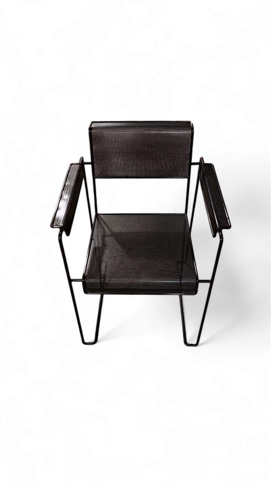 4 X Minimalist Steel Perforated Chairs / Netherlands 1970s photo vintage