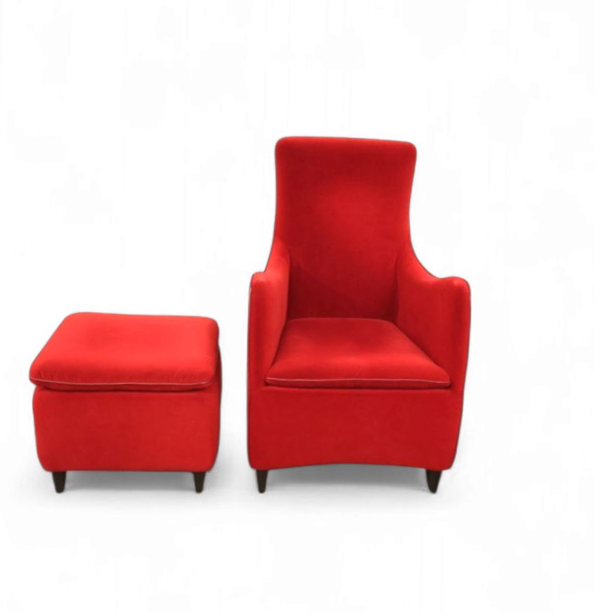 Senta Armchair / Hocker / Ottoman By Gerard Van Den Berg For Wittmann / Red Velvet Upholstery / Marked Stunning Condition photo 1478.0