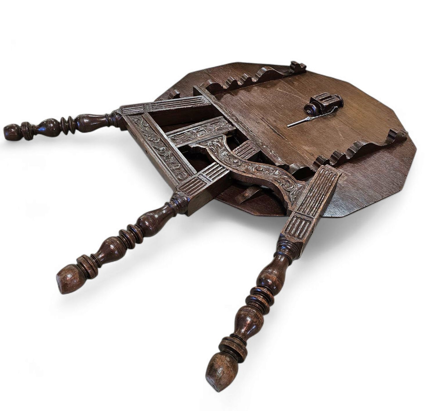 Antique Tripot Carved Folding Table / Netherlands / Oak /19th Century Circa 1880. photo buy