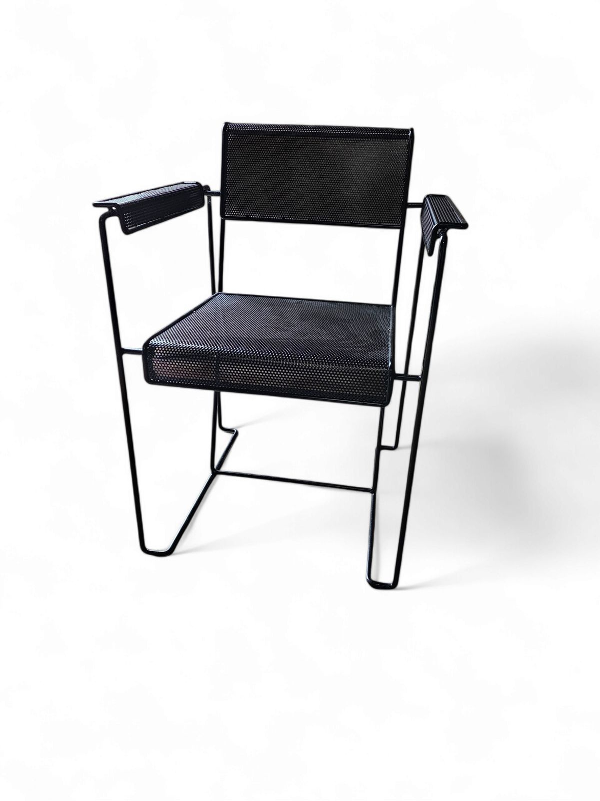Minimalist Steel Perforated Chairs / Netherlands 1970s