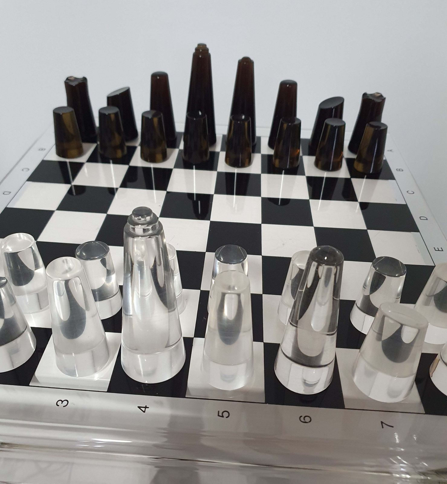 Home Decor Acrylic Transparant / Lucite Chessboard 1980s / Chess Game photo