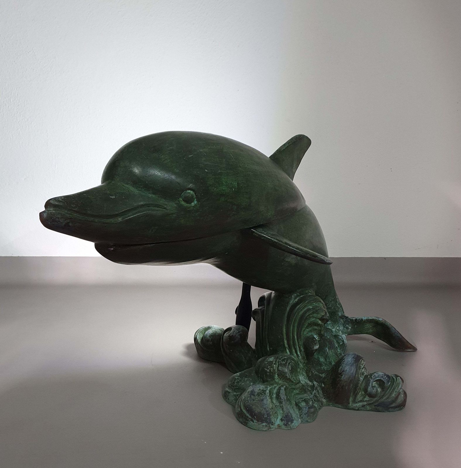 Bronze Dolphin Coffee Table 1970s. New Oval Glass Top Later This Week. Width 100 Height 55 Depth 55 Cm photo buy