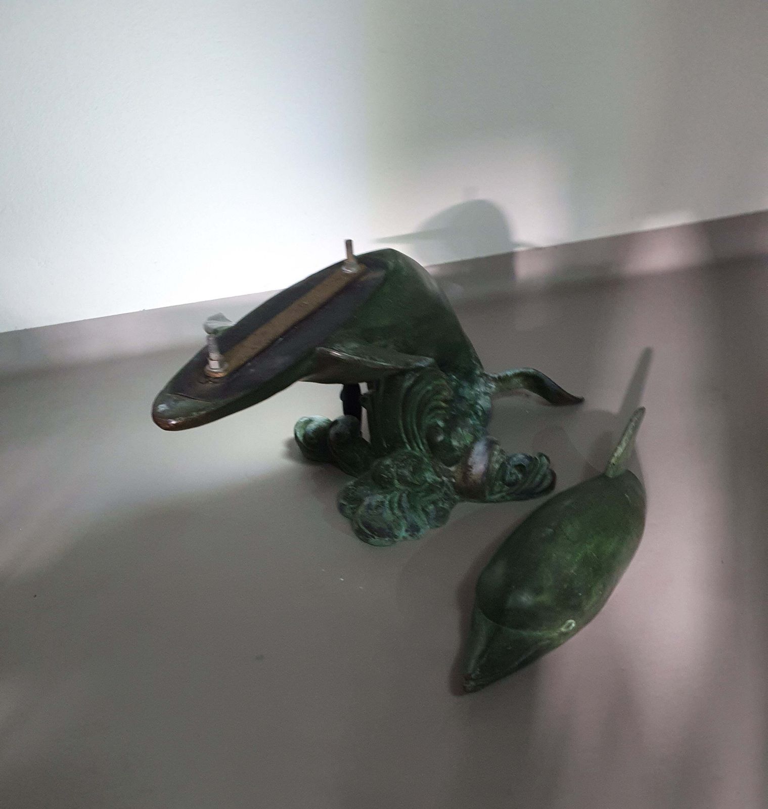 Furniture Bronze Dolphin Coffee Table 1970s. New Oval Glass Top Later This Week. Width 100 Height 55 Depth 55 Cm photo