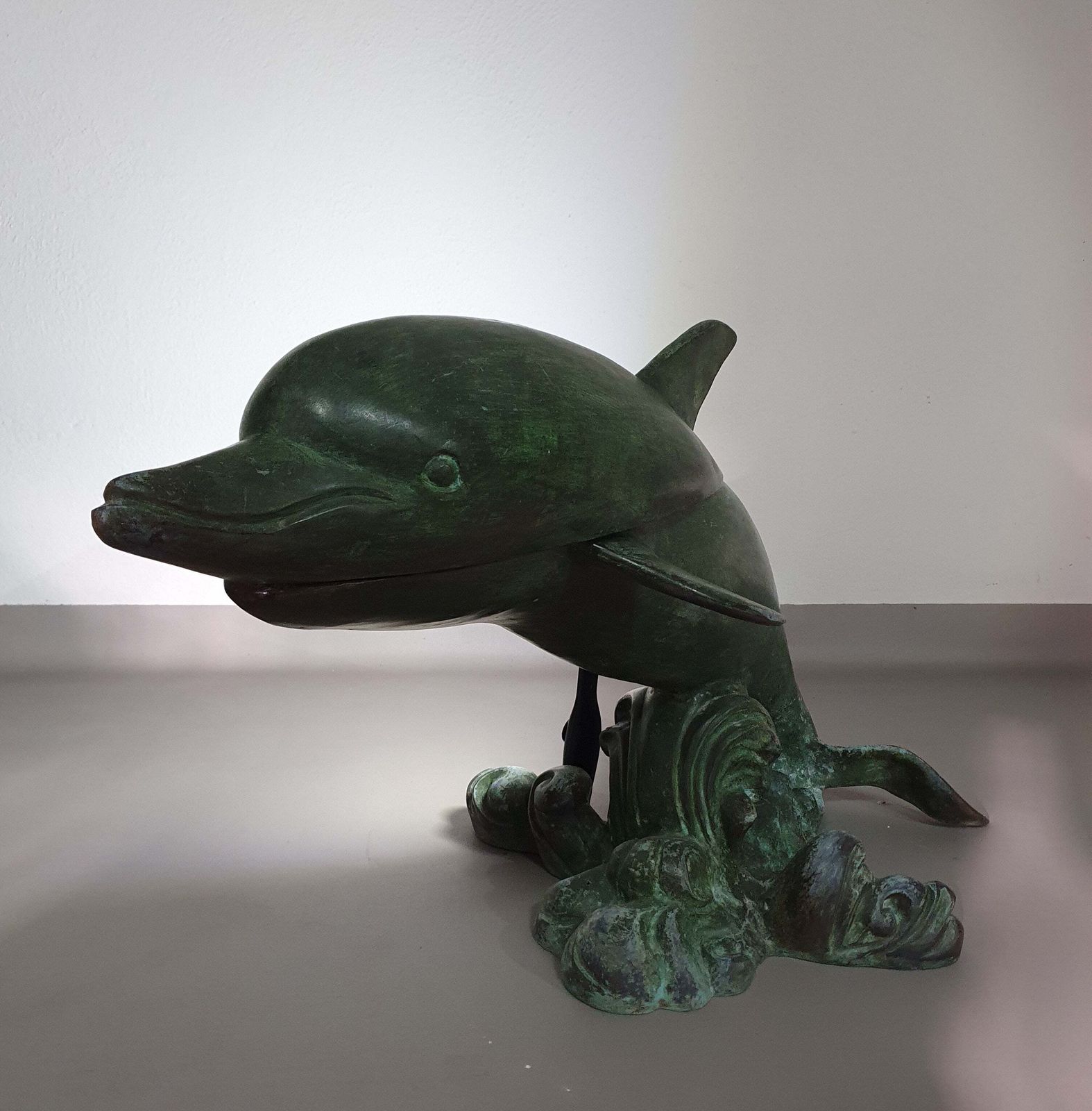 1689.0 Bronze Dolphin Coffee Table 1970s. New Oval Glass Top Later This Week. Width 100 Height 55 Depth 55 Cm photo