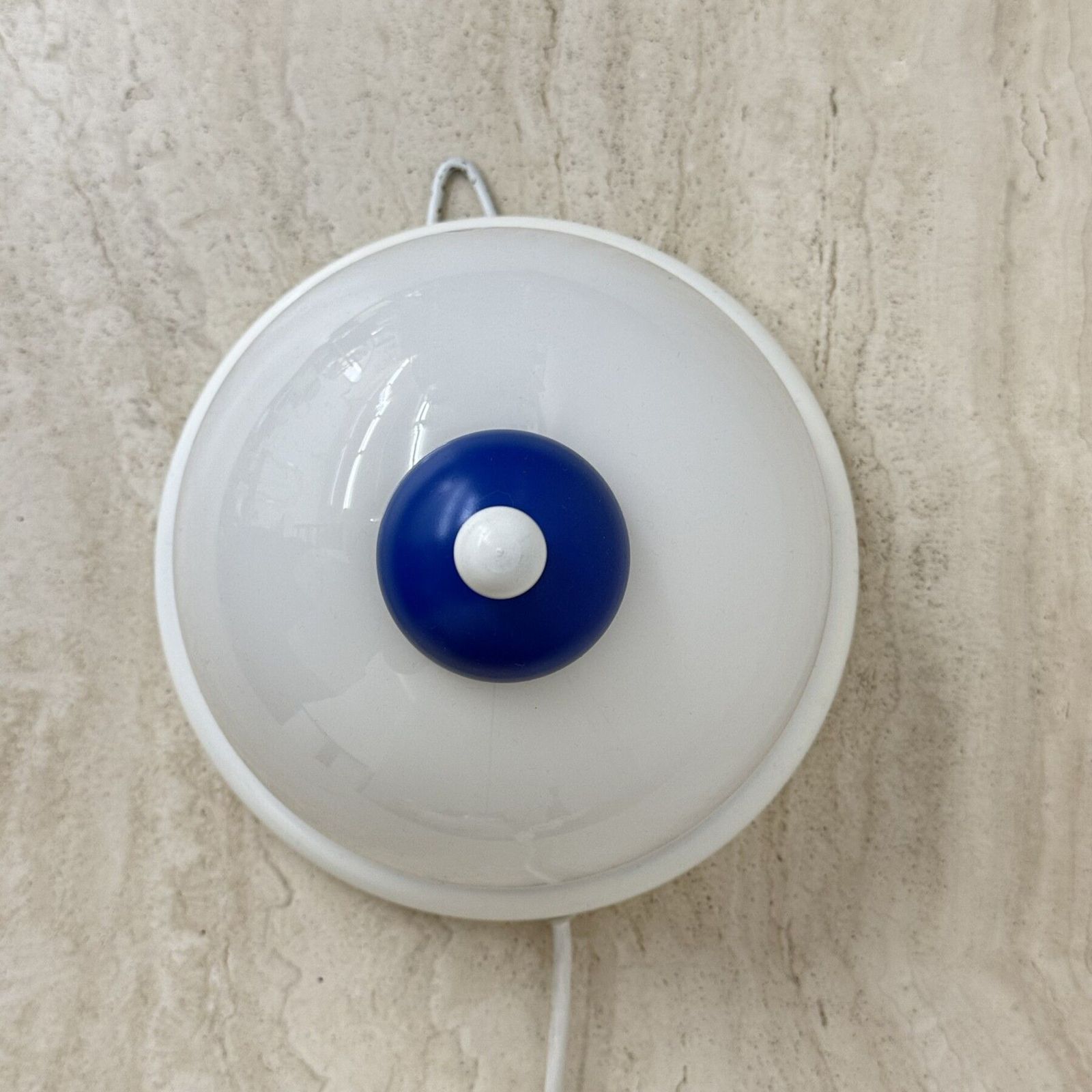 Vintage Glass Blue And White Wall Lamp Sconce , 1970s