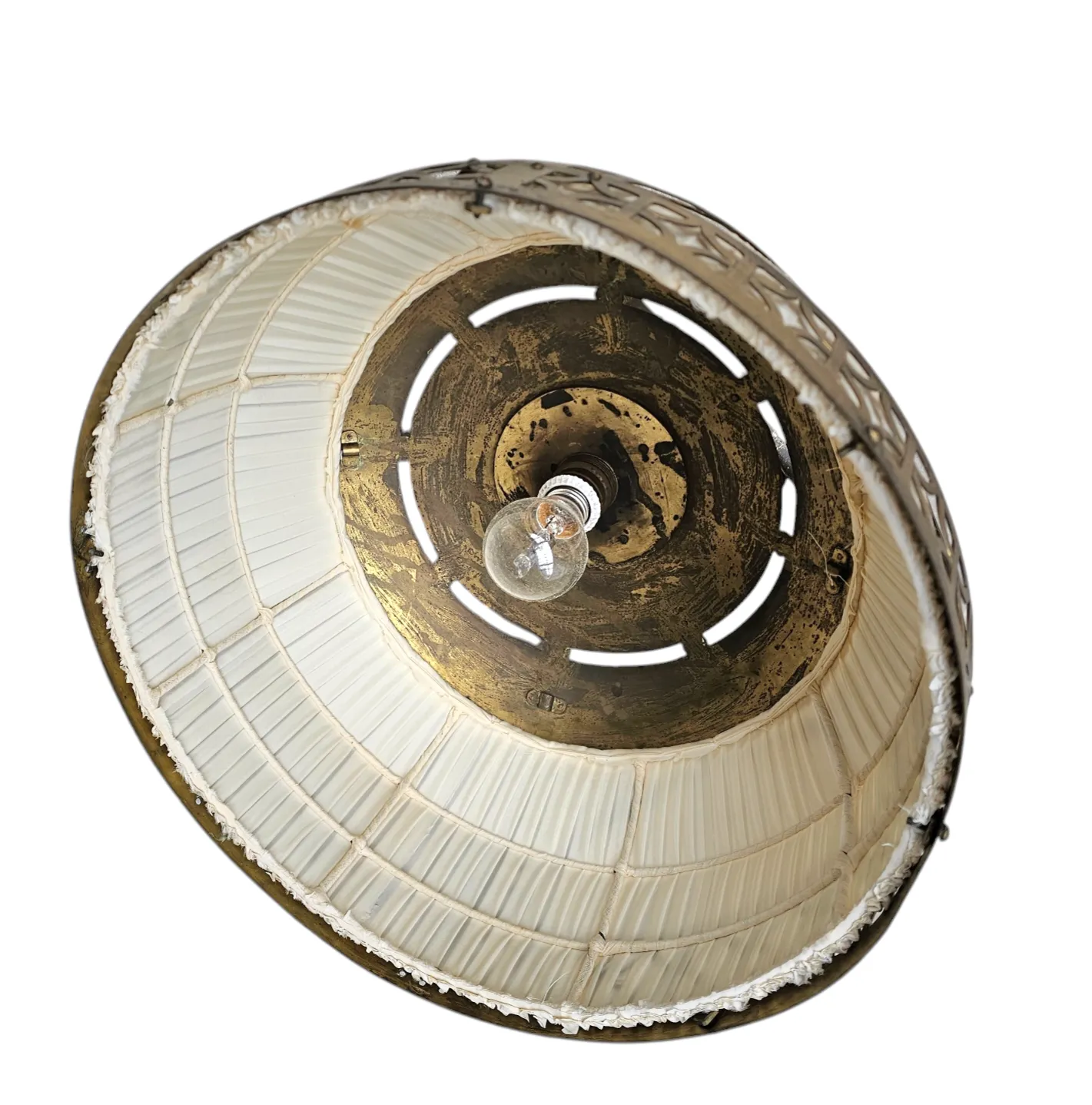 Amsterdamse School / Hanging Lamp / Copper / Linen / 1920s By Johanna Van Eijbergen photo for sale