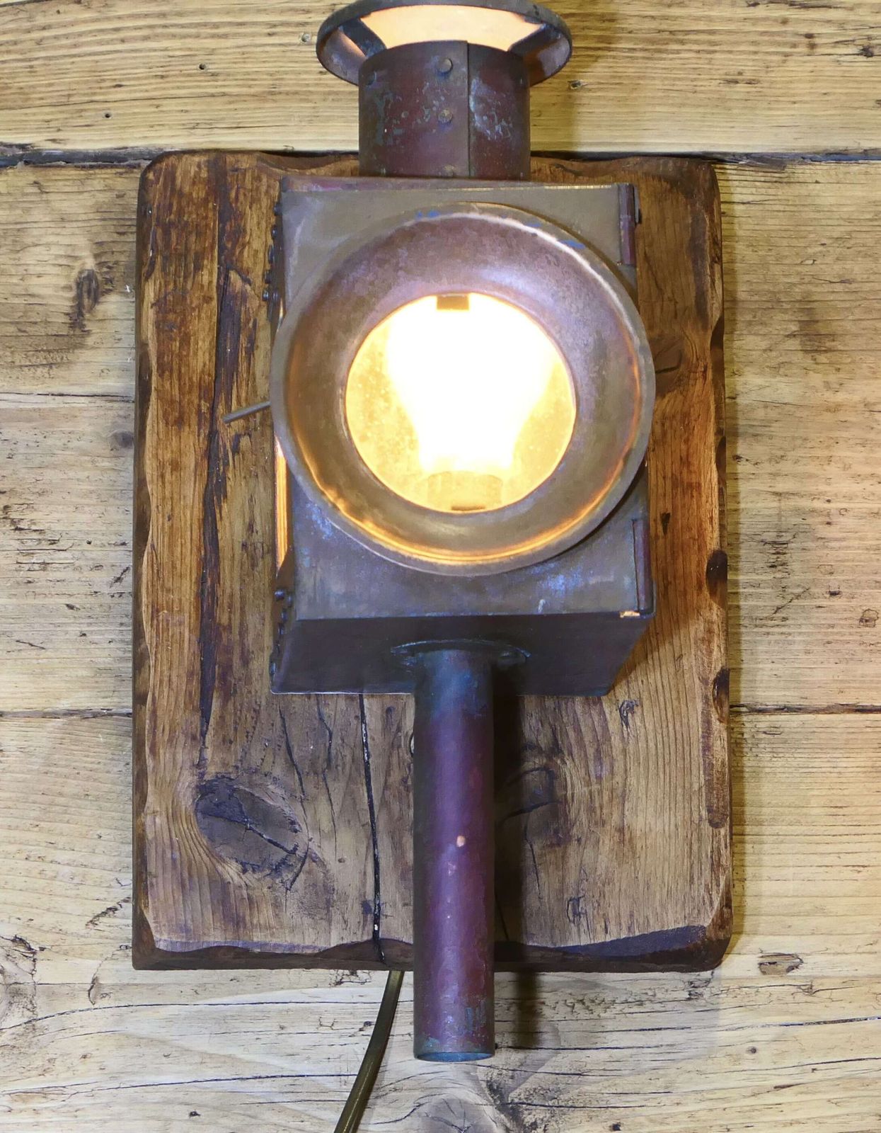 A Superb Pair Of Copper And Iron Railway Carriage Lamps photo for sale