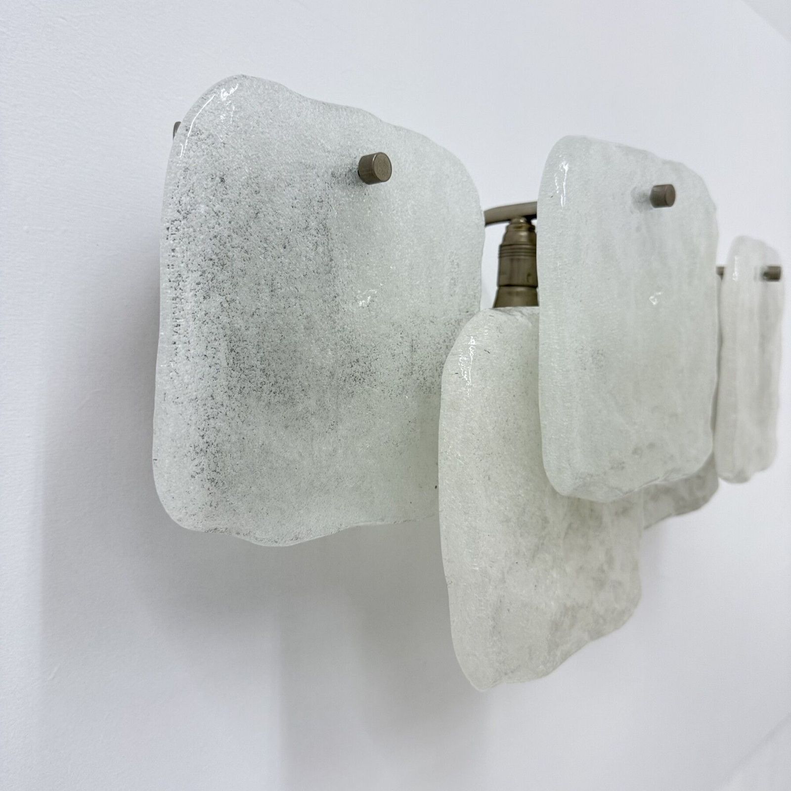 1335.0 Modernist Frosted Ice Glass Wall Lamp Attributed To J. T. Kalmar For Kalmar, 1960s photo