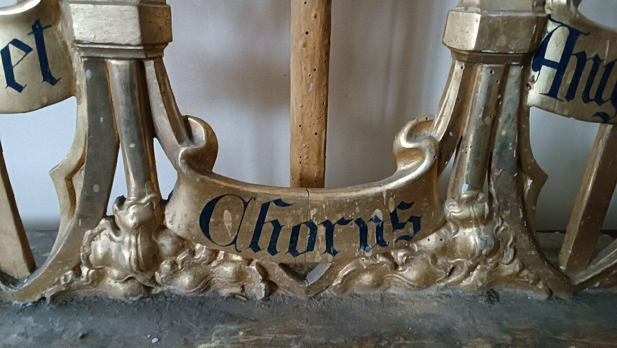 Home Decor Triptych Neo Gothic Altar Gilded Wood Candlesticks photo
