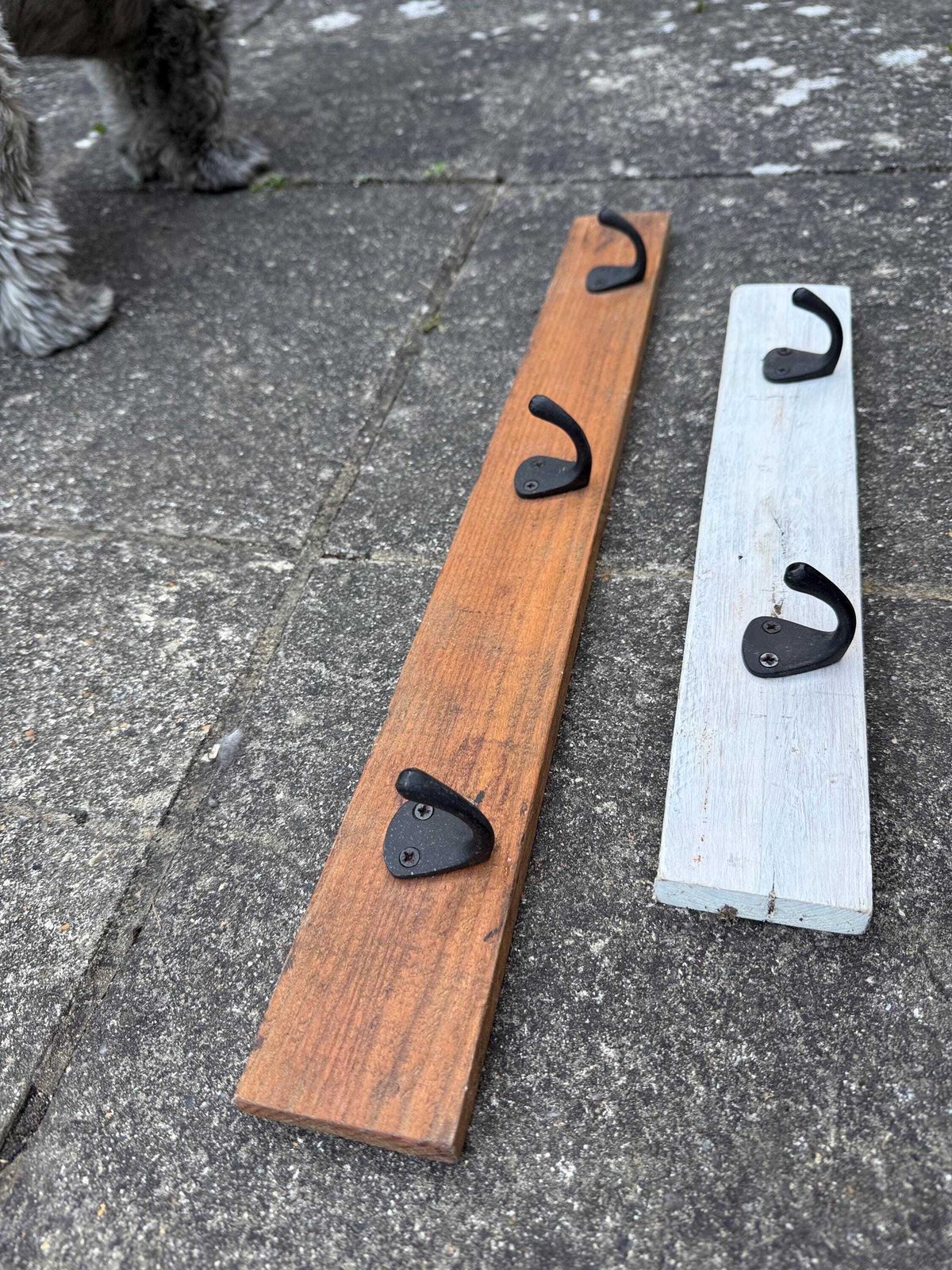 Furniture Two Hand Made Rustic Wall Hooks, Coat Racks   Victorian Style Metal Hooks On Personally Reclaimed And Rustic Wood   Country Style Hooks photo