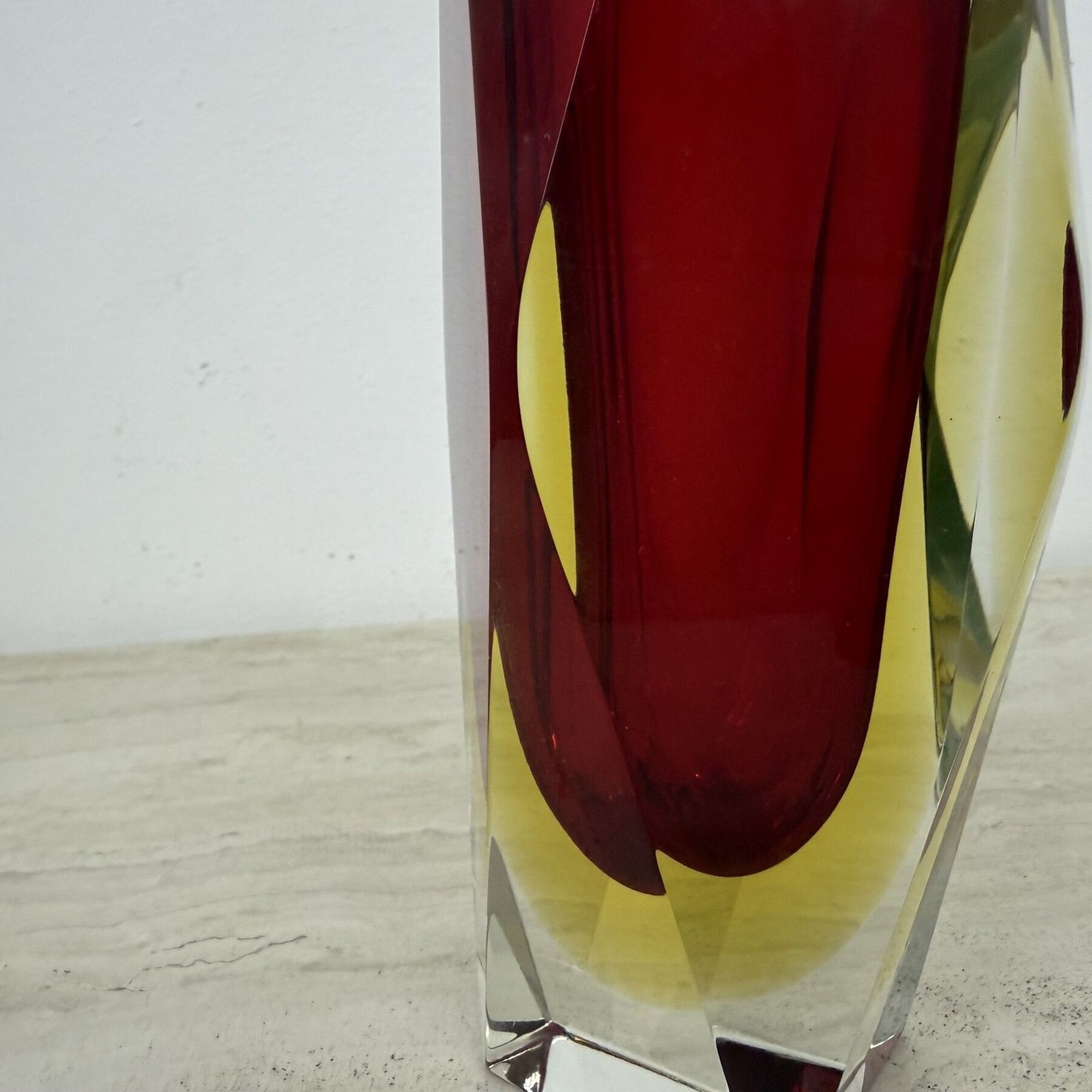 photo for sale Murano Sommerso Glass Faceted Vase By Flavio Poli , 1970s