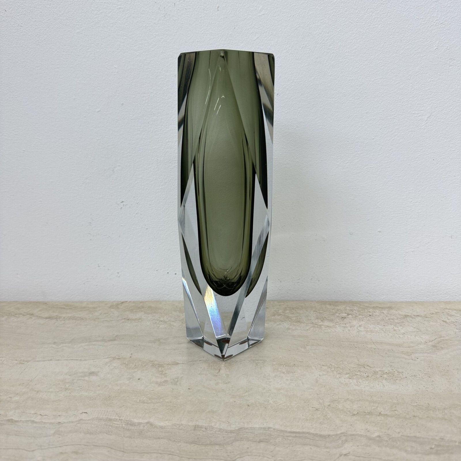 Murano Sommerso Glass Faceted Vase By Flavio Poli , 1970s photo for sale