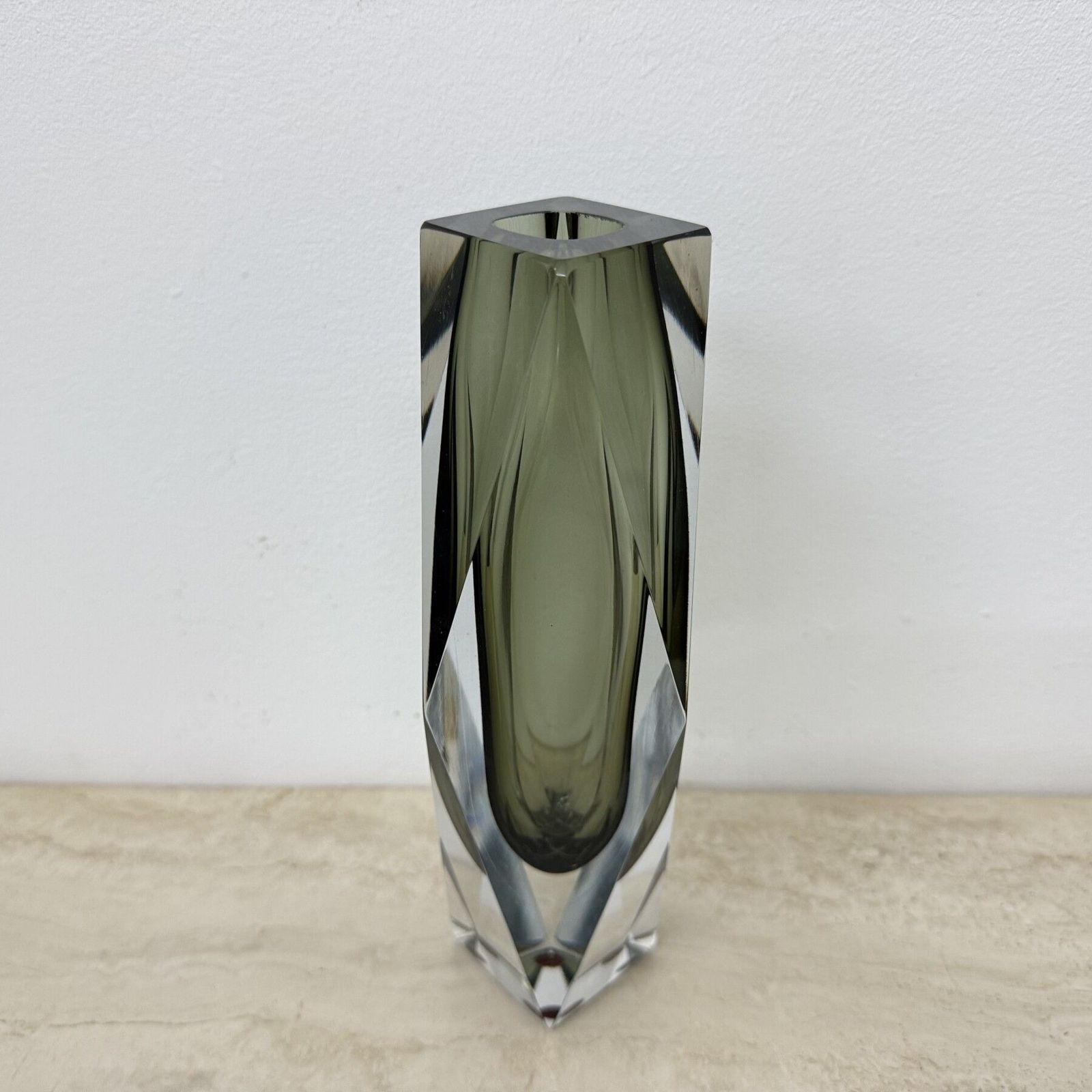 508.0 Murano Sommerso Glass Faceted Vase By Flavio Poli , 1970s photo