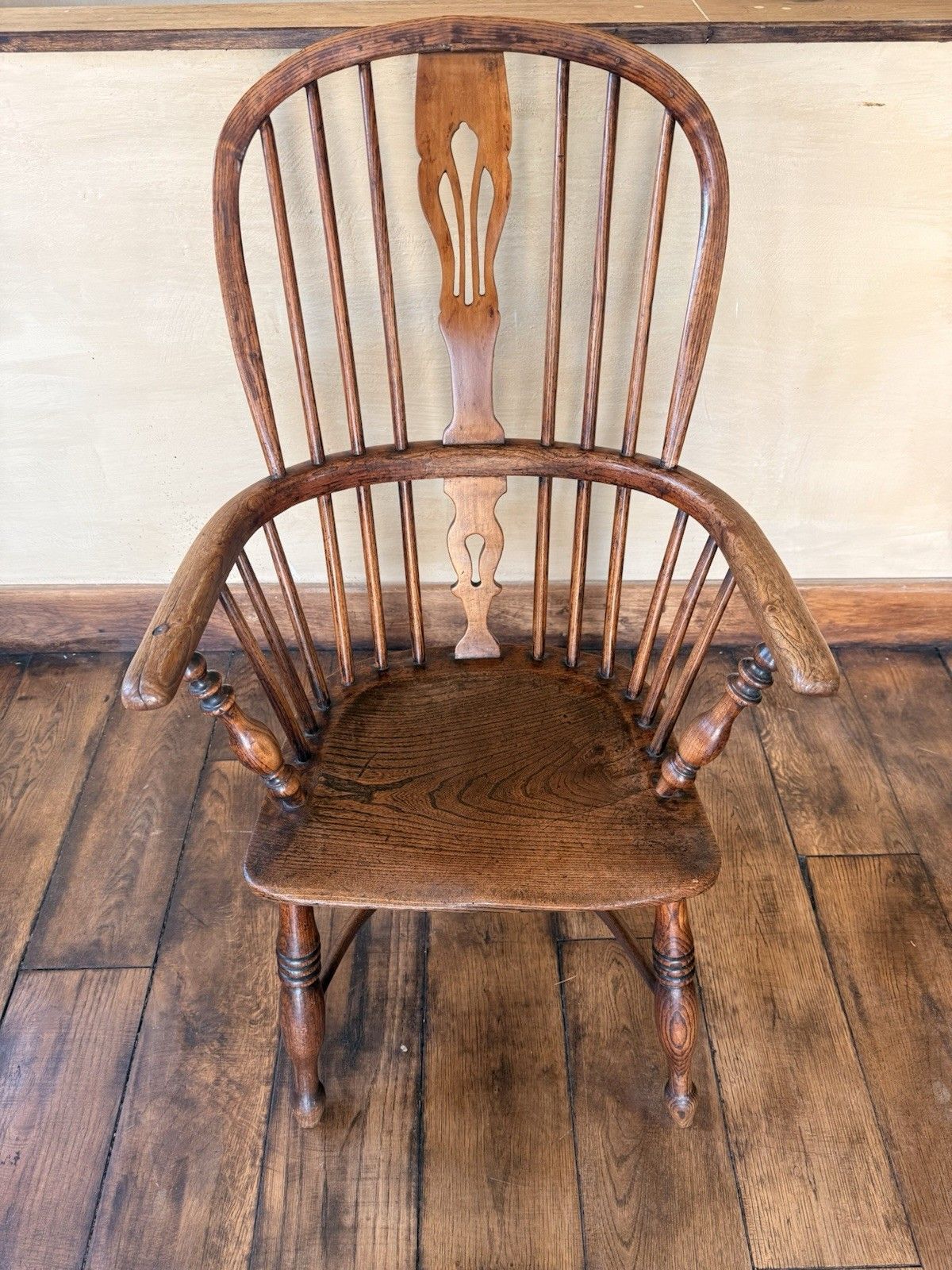 Antique Original Yorkshire Crinoline Stretcher Windsor Elm & Ash Armchair Chair photo vintage