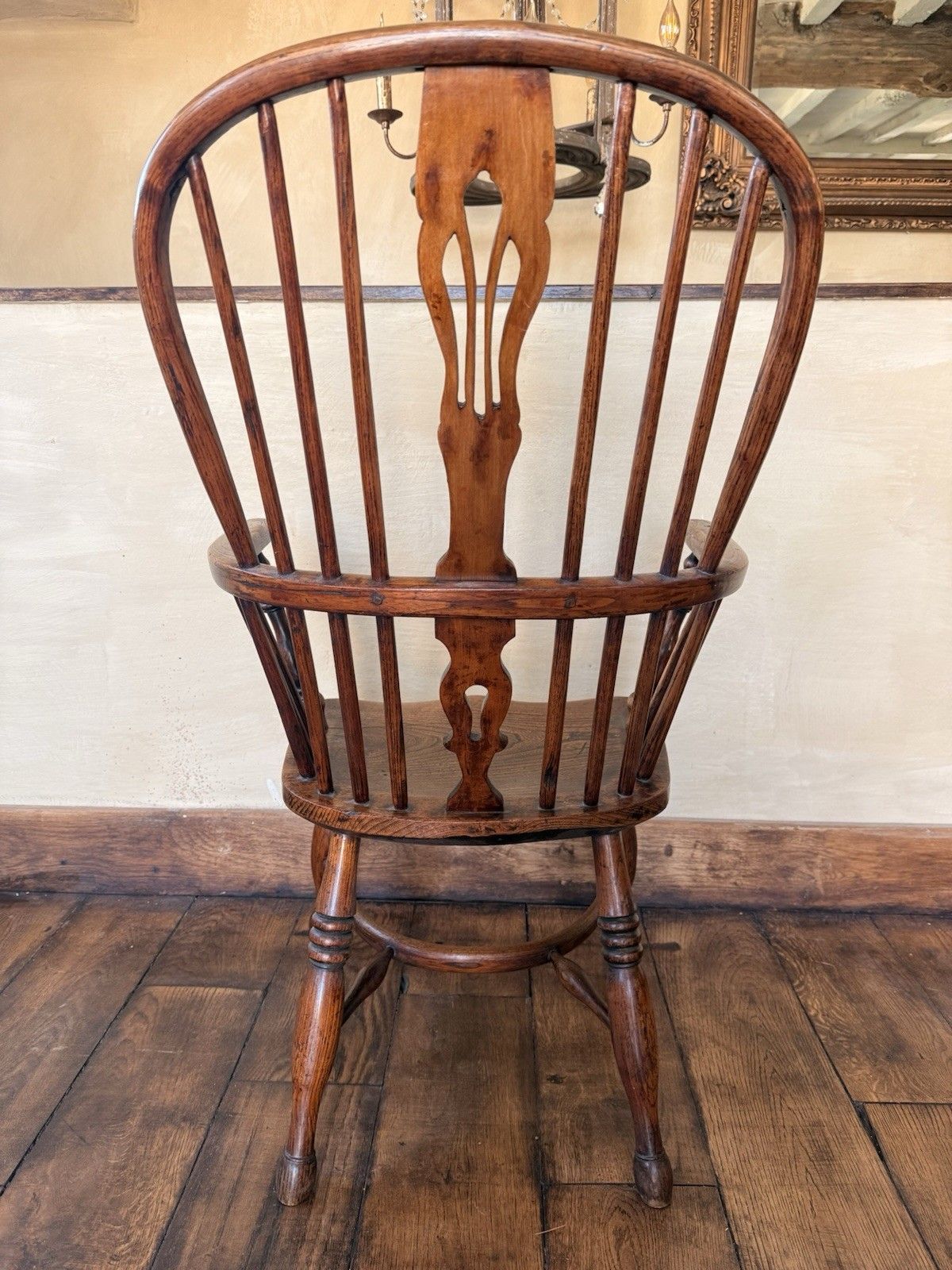 photo furniture Antique Original Yorkshire Crinoline Stretcher Windsor Elm & Ash Armchair Chair