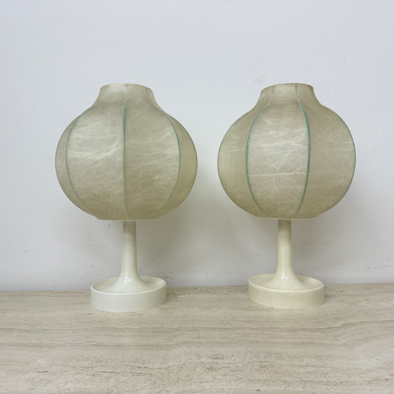 Paar Cocoon Tafellampen Van Alfred Wauer Voor Goldkant, Ca. Jaren 1960
