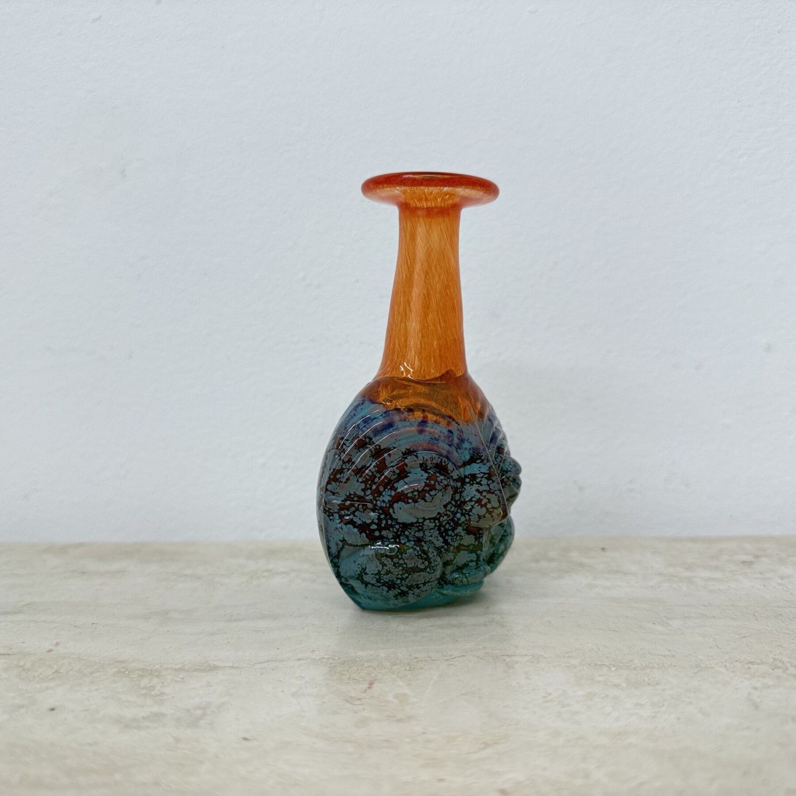 348.0 Rare Kjell Engman For Kosta Boda Sweden Vase Rio Face Glass Miniature Vase photo
