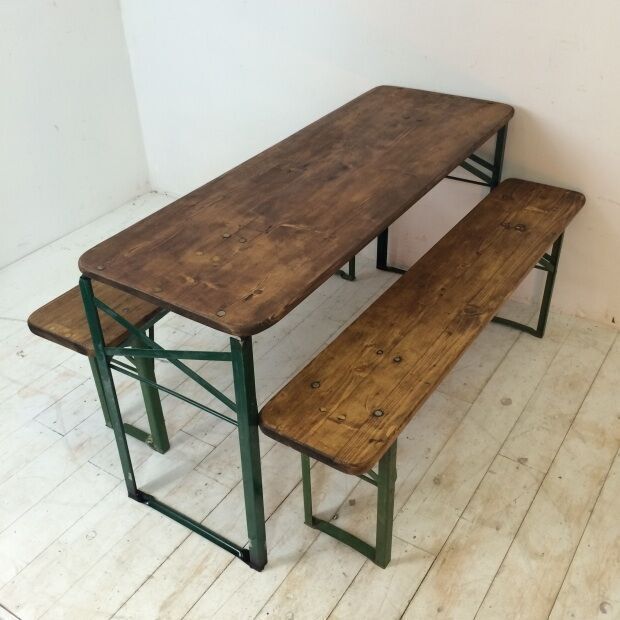 Vintage German Beer Table And Benches Of Custom Length photo 315.0