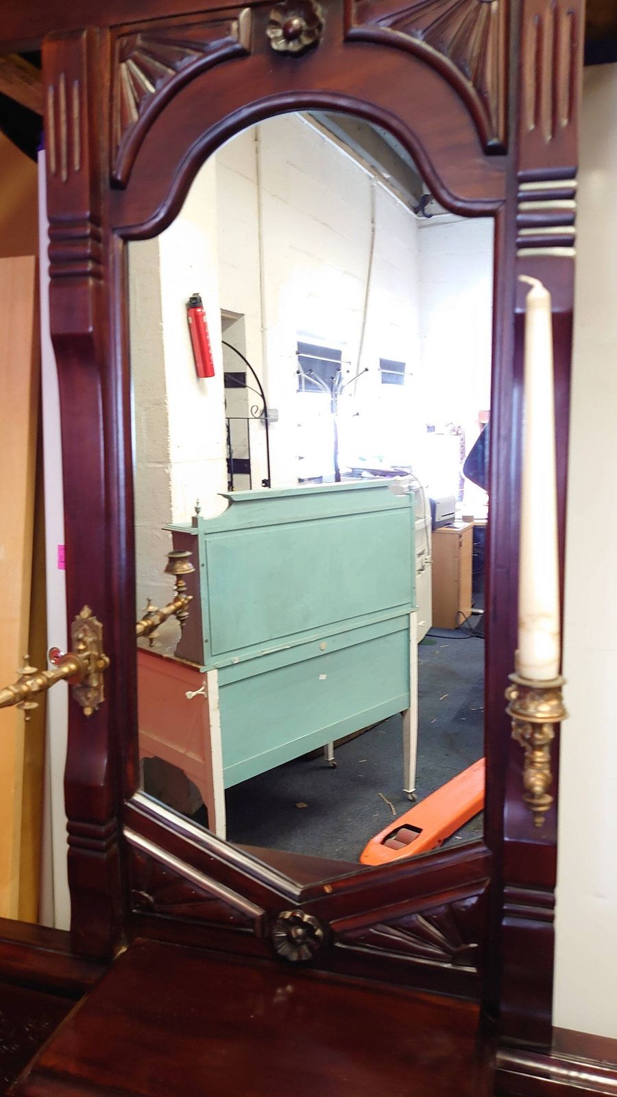 Victorian Reproduction Hallway Stand With Candle Sconces   1980s/90s. Very Good Condition. Mahogany Effect   2.26m Tall 0.98m Wide 0.4m Dep photo Furniture