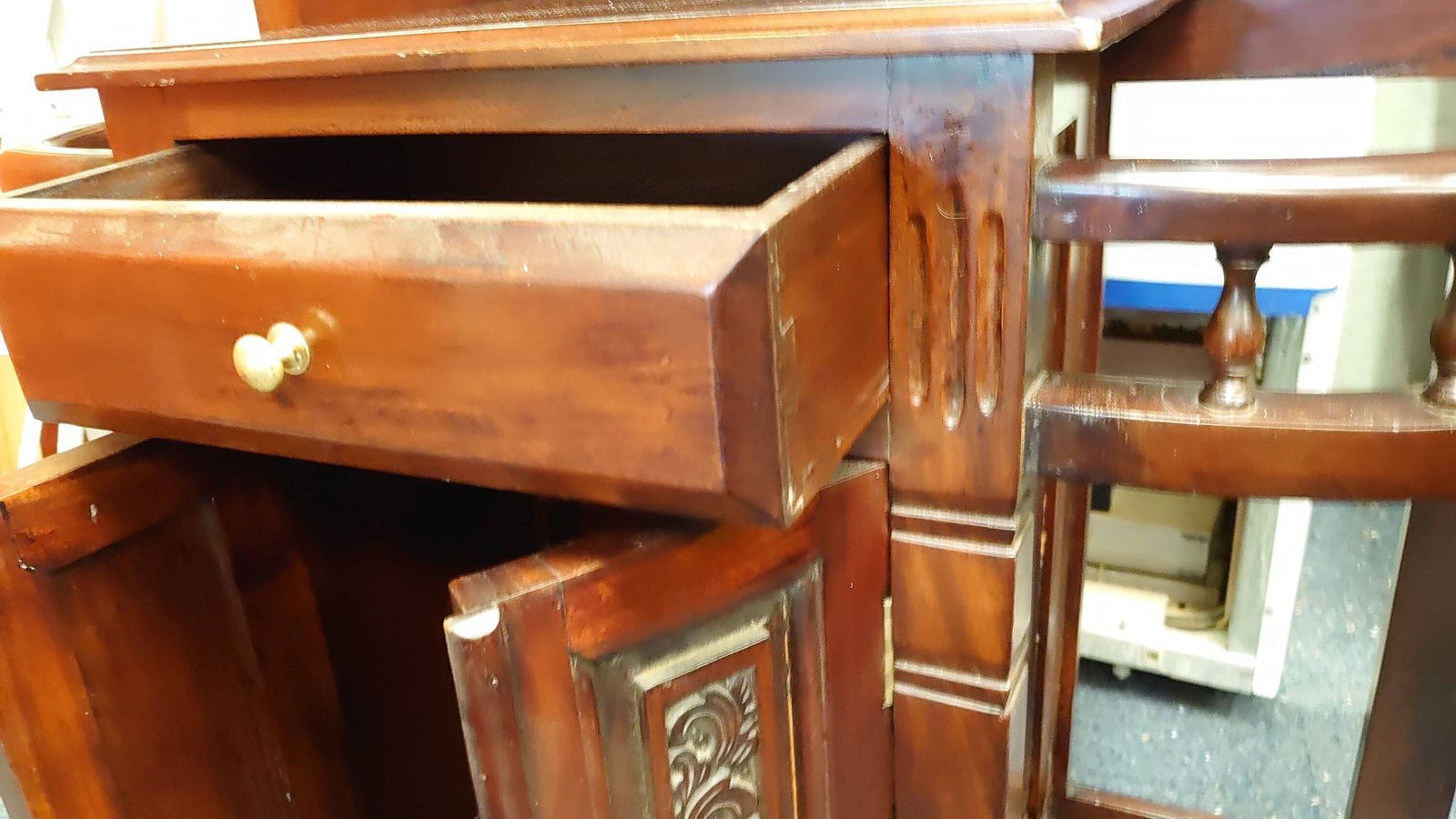 Victorian Reproduction Hallway Stand With Candle Sconces   1980s/90s. Very Good Condition. Mahogany Effect   2.26m Tall 0.98m Wide 0.4m Dep photo vintage