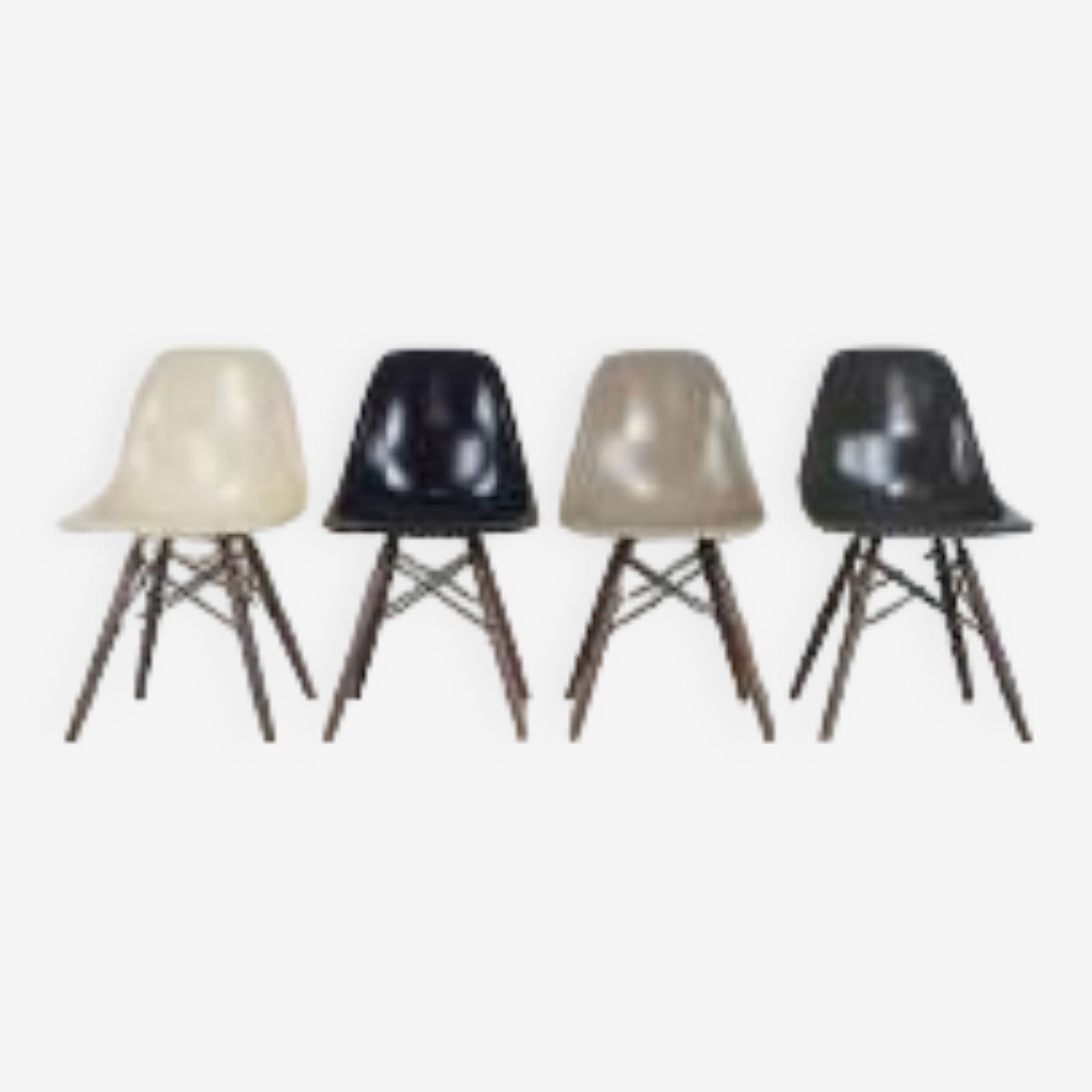 Eames Herman Miller Dsw Side Chairs In Monochrome   Black / Grey / Greige / Parchment