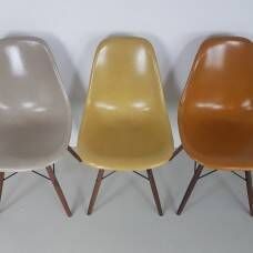 Eames Herman Miller Dsw Side Chairs In Ochres And Light Greige photo vinterior