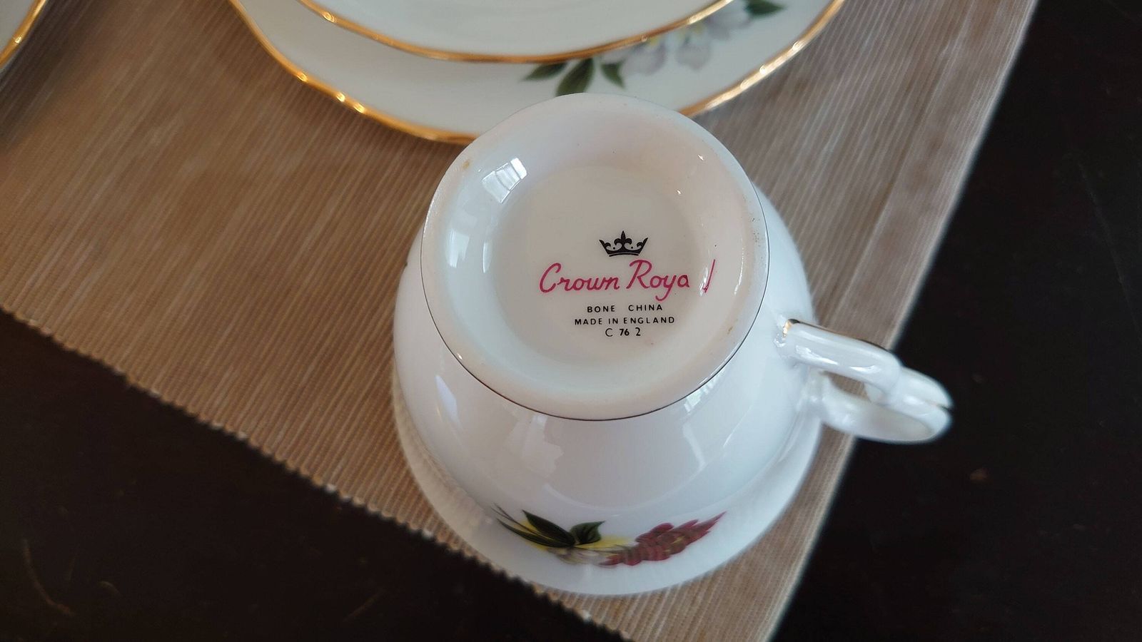 photo for sale Set Of Four Crown Royal China Cups, Saucers And Side Plates Plus Sandwich Plate & Milk Jug   Very Good Condition