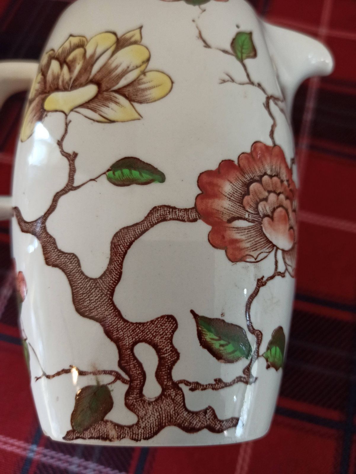 Burslem Midwinter Tea Set. Designed By Jessie Tait. Teapot, Milk Jug And Sugar Bowl. "Ming Tree". photo Home Decor