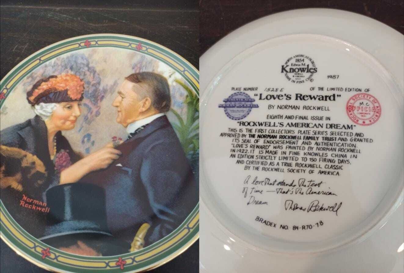 Collection Of 8 Norman Rockwell China Decorative Plates. Rockwell Society Of America. Limited Edition. Excellent Condition. photo vinterior