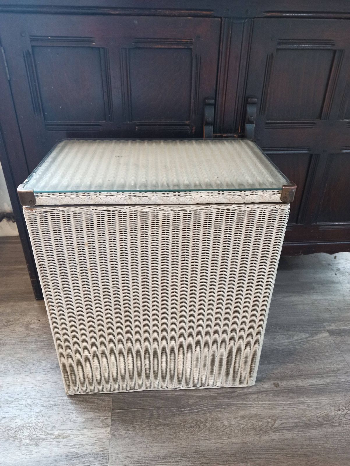 Lloyd Loom Lusty Linen Basket. Very Good Condition. Original. Glass Top And Label. photo furniture