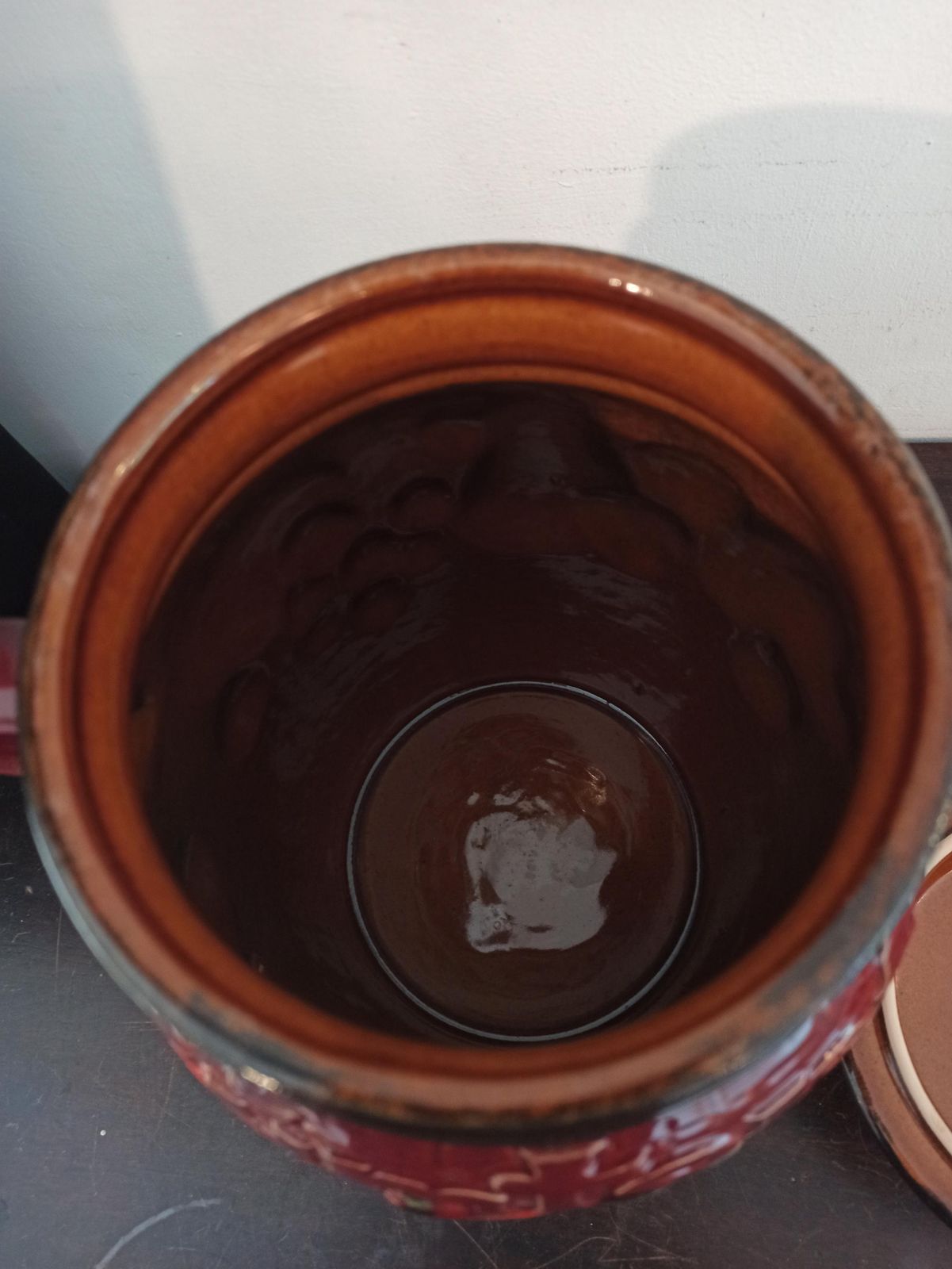 Rumtopf Jar. Flambeau Red. Lidded, Twin Handled. Very Good Condition. Vintage photo buy