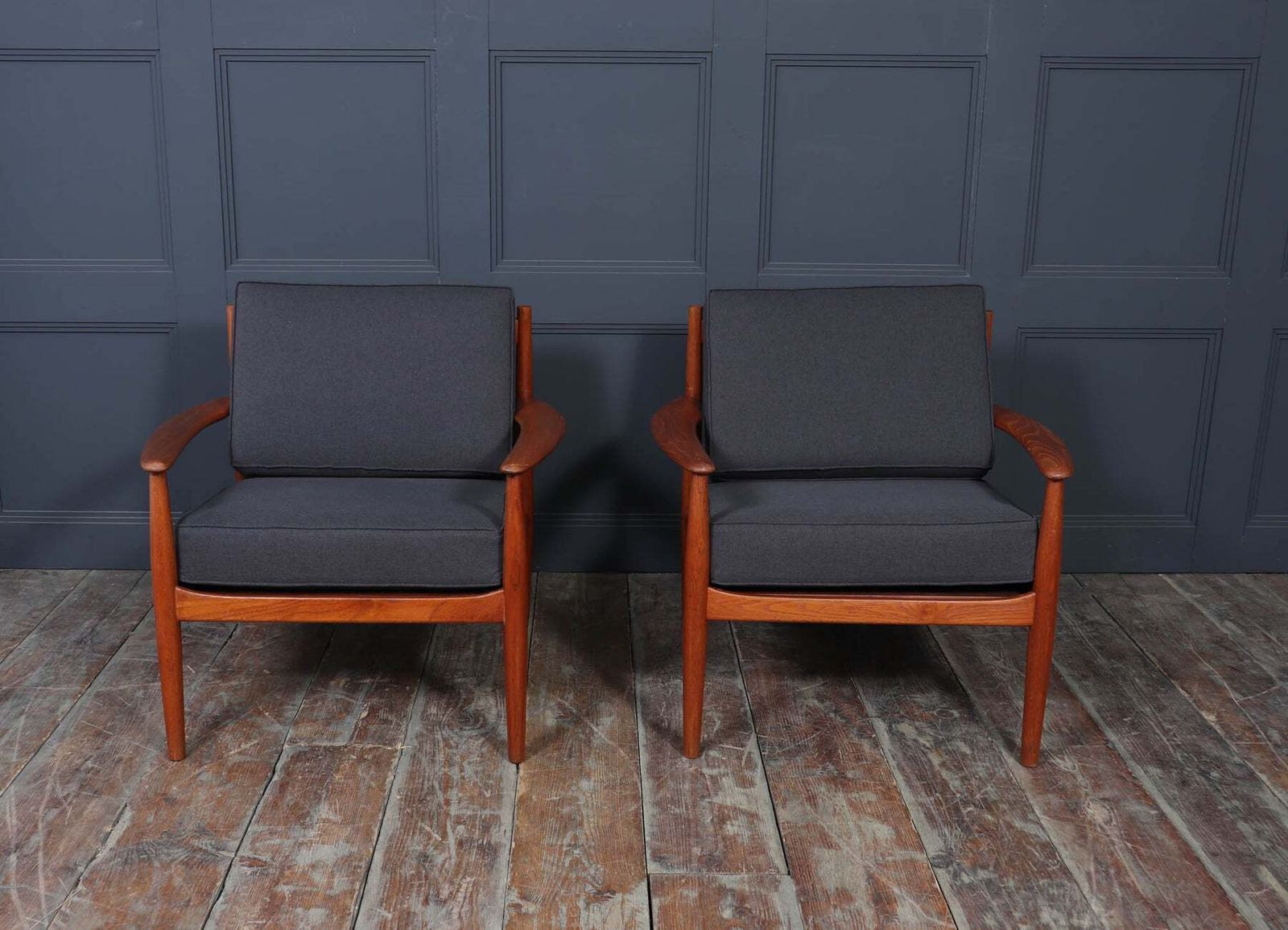 Pair Of Grete Jalk Teak Lounge Chairs For France & Søn photo 2800.0