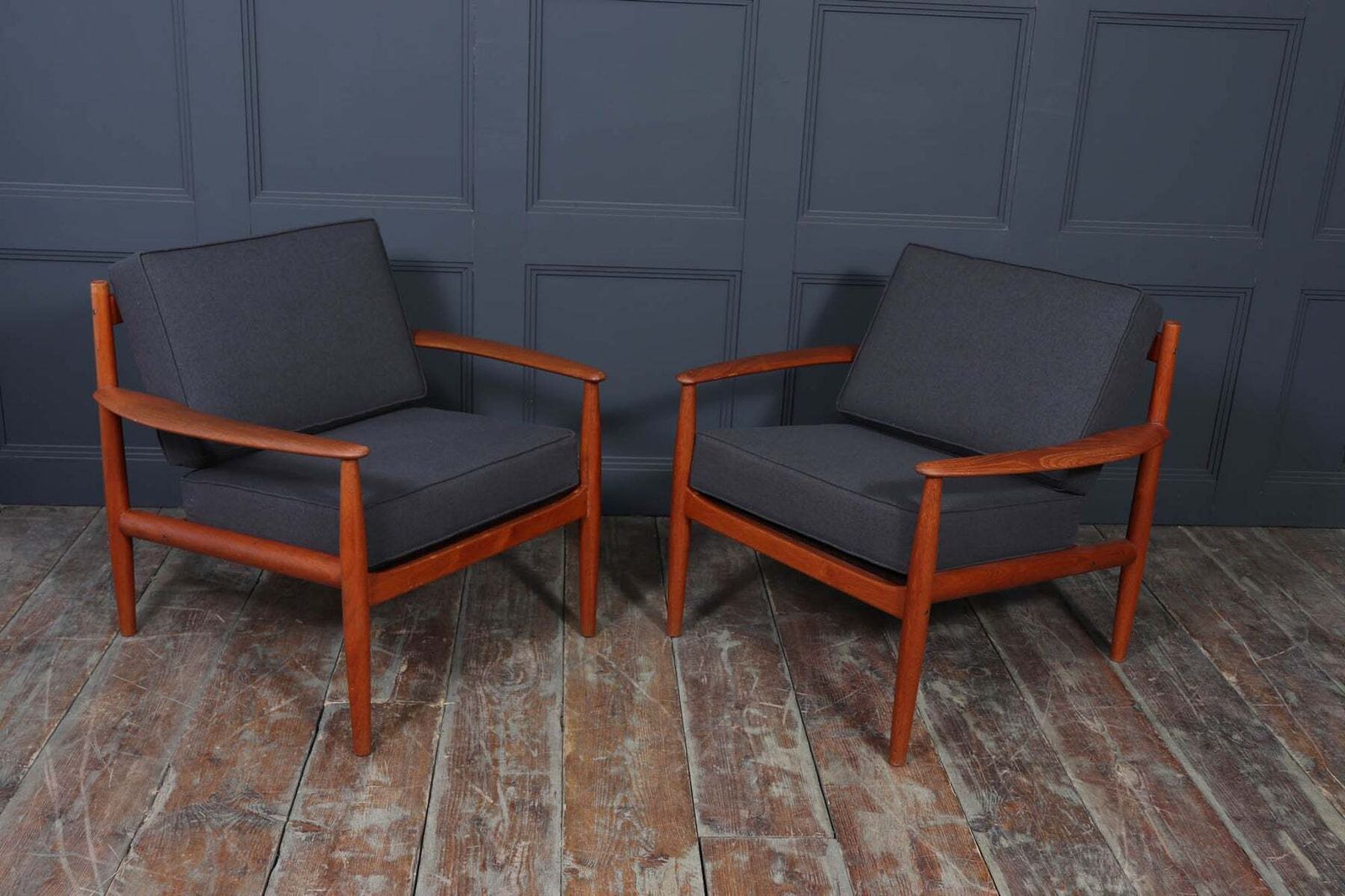 photo for sale Pair Of Grete Jalk Teak Lounge Chairs For France & Søn