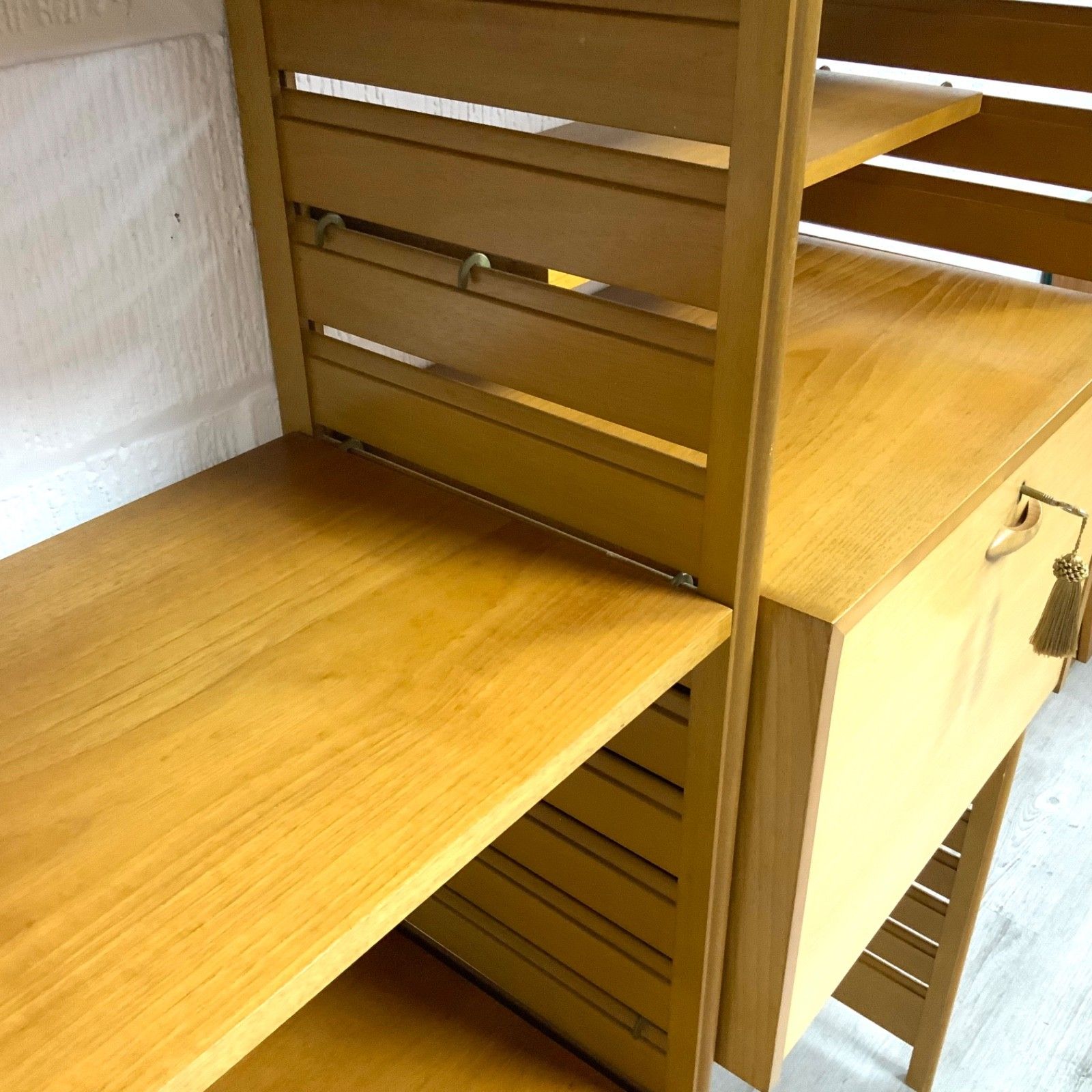 photo for sale Vintage Staples Ladderax 2 Bay Modular Shelving Unit System Bookcase Teak 60s