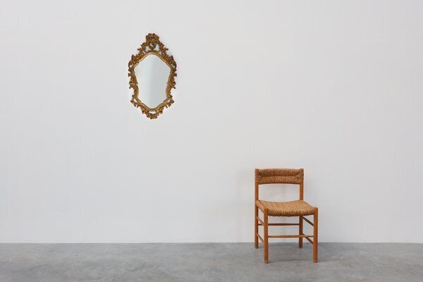 Baroque Oval Wall Mirror In Gilded Wood, France, 1950s photo Home Decor