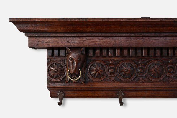 Large 18th Century Gothic Oak Hand Carved Coat Rack, France photo furniture