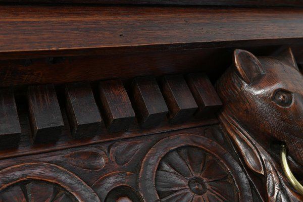 photo furniture Large 18th Century Gothic Oak Hand Carved Coat Rack, France