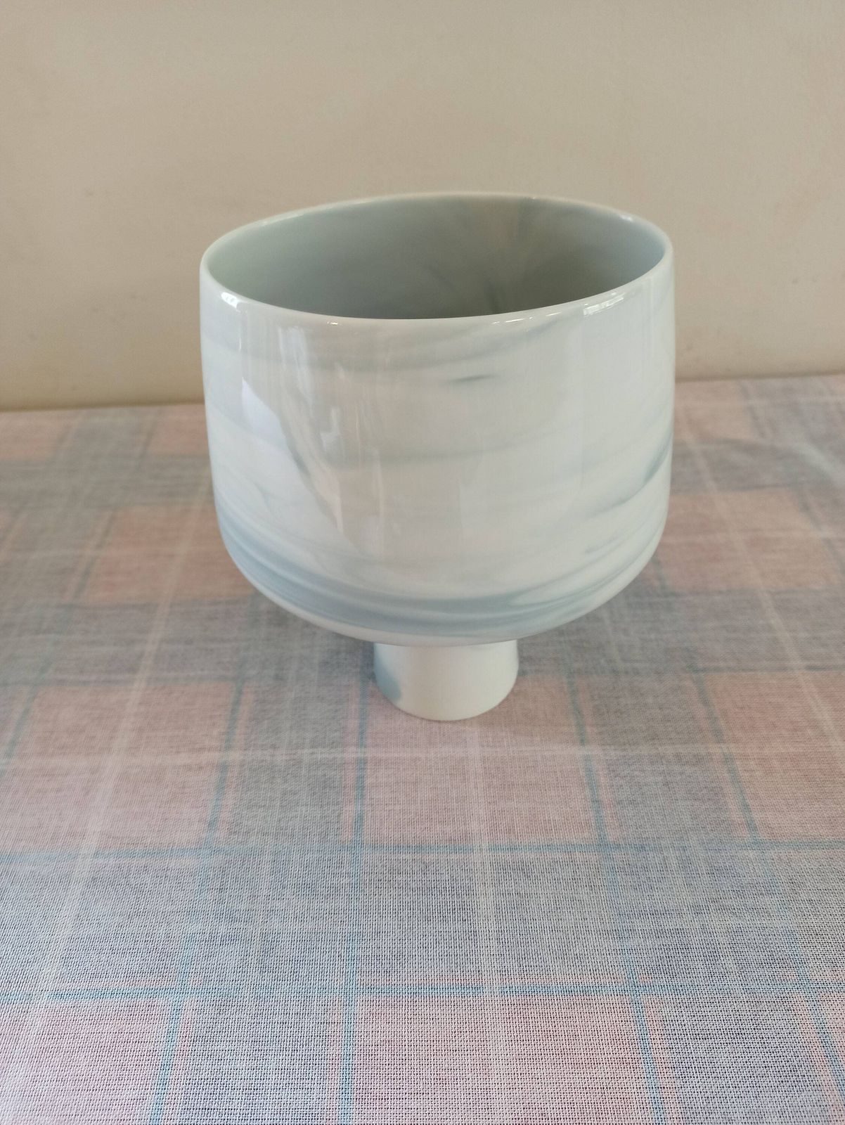 Unusual Queensberry Oval Top, Marble Goblet Vase. Modernist Design. Studio Line, Made In Germany. photo for sale