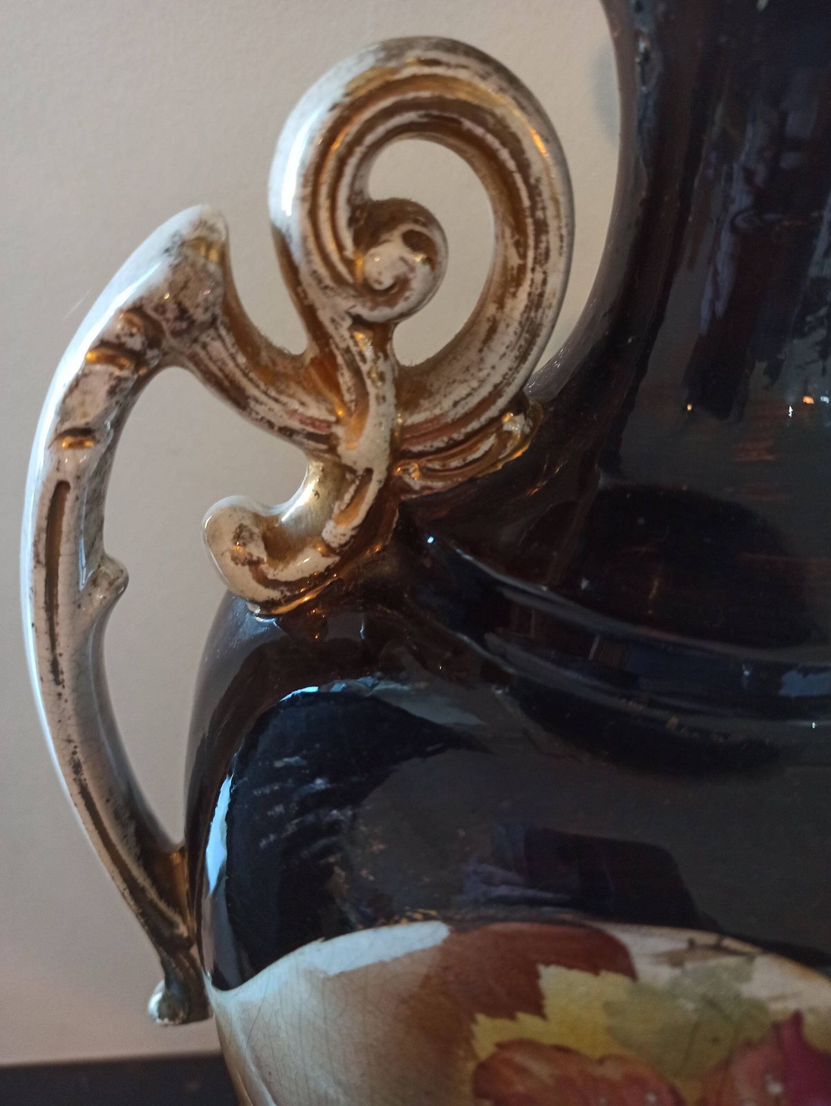 Tall Table Lamp In The Style Of Royal Crown Derby. Good Condition. Possibly Converted To Electric Lamp. photo for sale