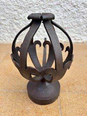 Home Fixtures Mid Century Modernist Spanish Wrought Iron Couple Andirons, 1950s, Set Of 2 photo
